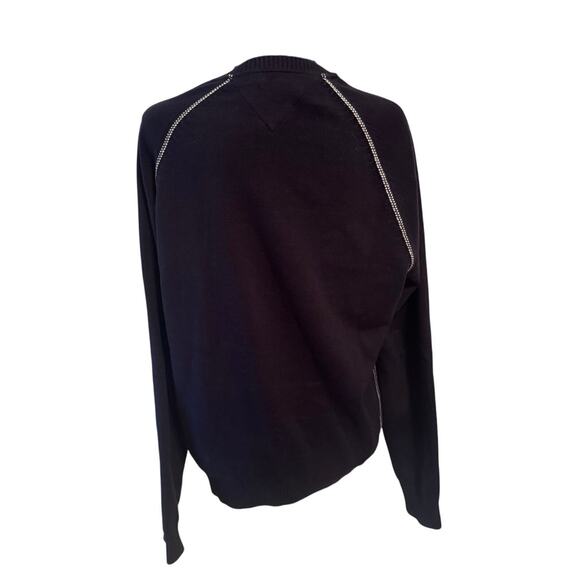 TOMMY HILFIGER Navy Crewneck Cotton Sweater Size Medium - Picture 2 of 6